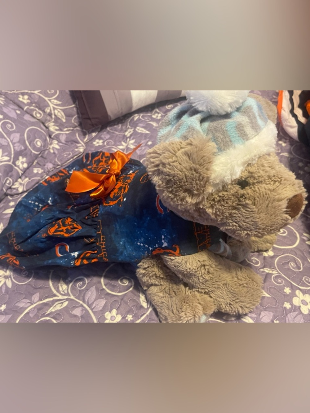 Chicago Bears Navy and Orange Dog Dress Satin Ribbon for small dog